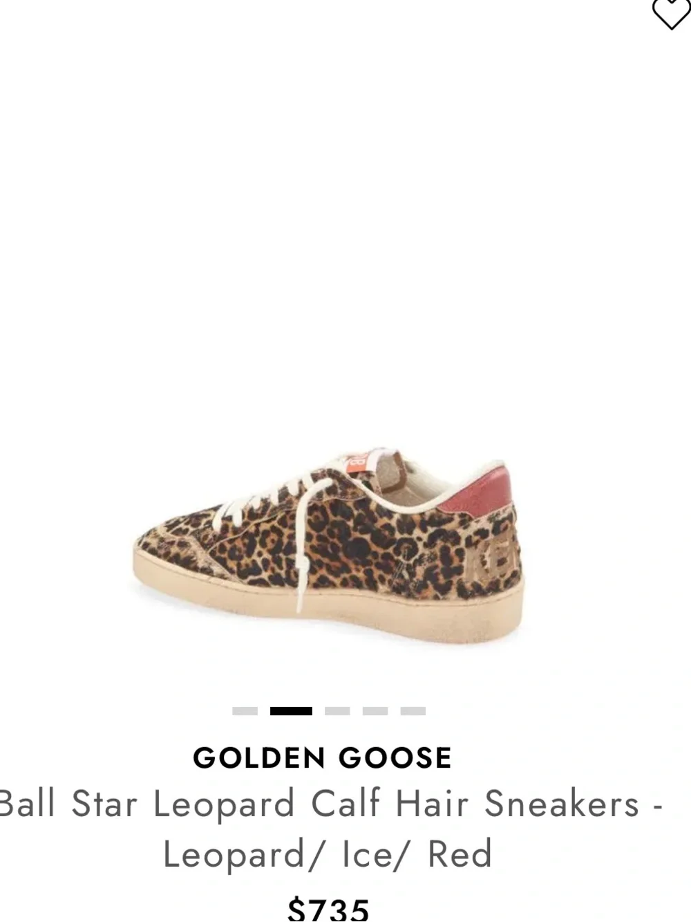 GOLDEN GOOSE Ball Star Leopard Calf Hair Sneakers - Leopard/ Ice/ Red $735 Sz 6